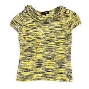 yellow striped cowl neck top